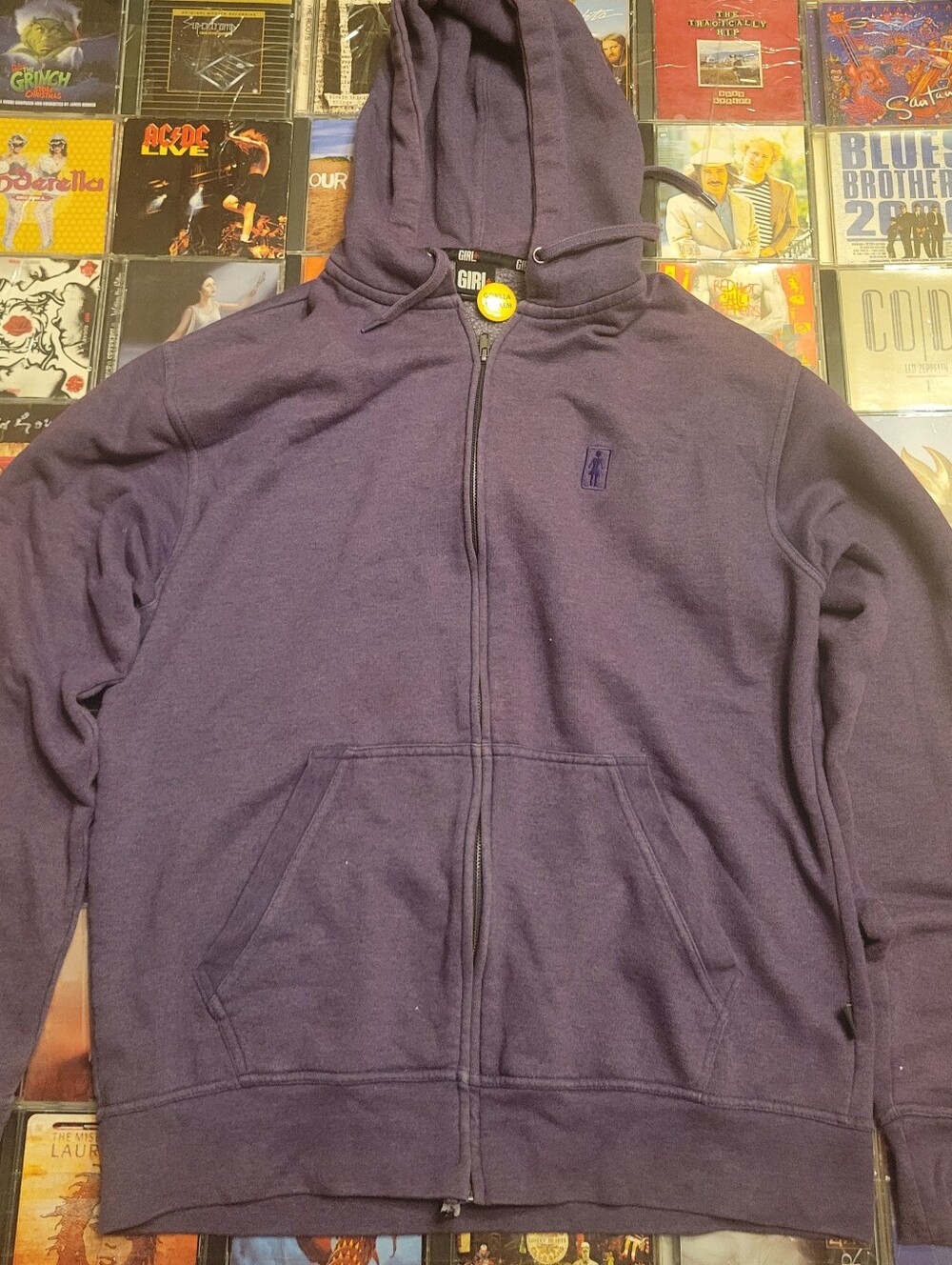 Y2k GIRL Skateboarding Men's Hooded Zip-Up Sweatshirt - Navy Purple